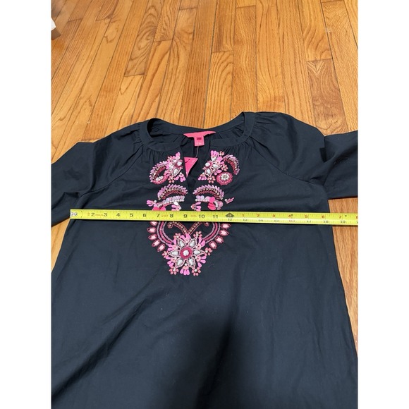Lilly Pulitzer NWT Iva Onyx Black Sequin Embellished Tunic Blouse Size XXS - Picture 9 of 9